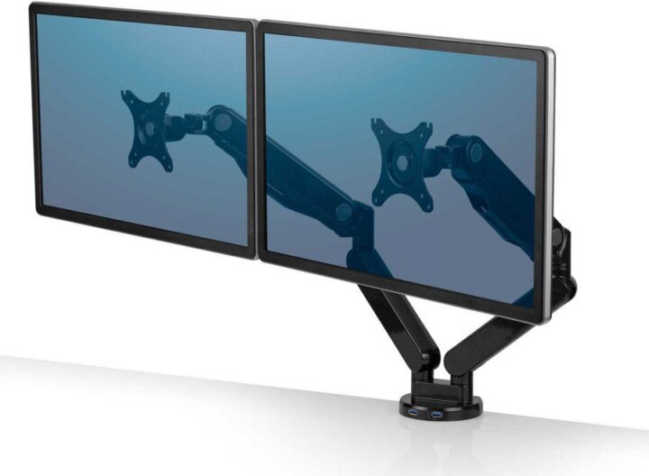Fellowes 8042501 0"-27" Platinum LCD TV/Monitor asztali tartó kar 2 monitorhoz Fekete