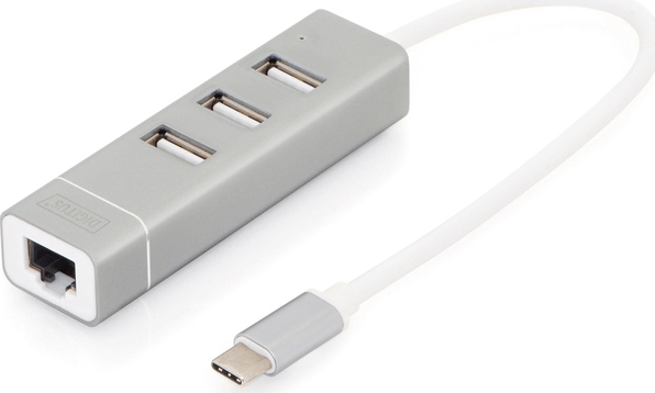 Digitus DA-70253 USB 2.0 HUB (3 port) Ethernettel - Ezüst