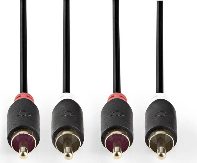 Nedis RCA - RCA Sztereó audiokábel 2m (2xRCA apa - 2xRCA apa) Antracit