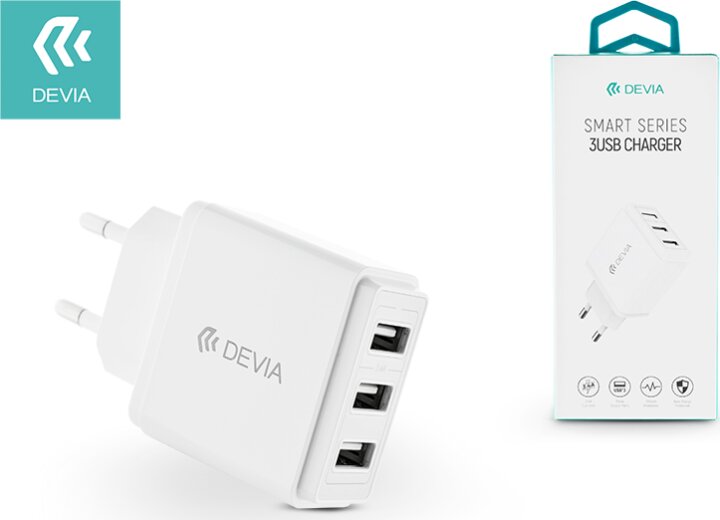 Devia Smart Series Univerzális hálózati 3xUSB töltő (5V / 3.4A) Fehér