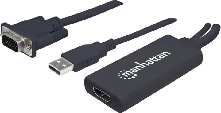 Manhattan 152426 VGA+USB-A apa - HDMI anya Adapter - Fekete