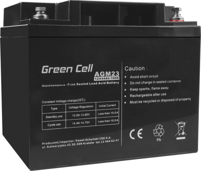 Green Cell 12V 44Ah AGM VRLA Akkumulátor