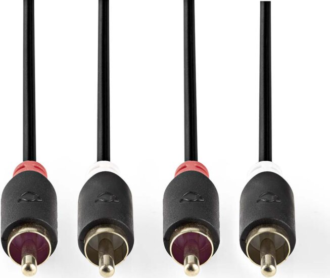 Nedis CABW24200AT30 2x RCA (apa - apa) kábel 3m - Fekete Nedis CABW24200AT30 2x RCA (apa - apa) kábel 3m - Fekete