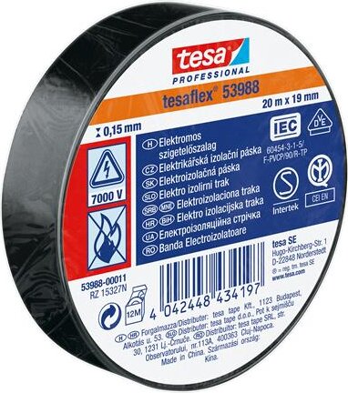 Tesa Professional Szigetelőszalag - Fekete (20m)