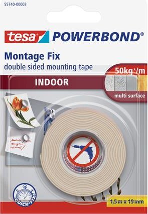 Tesa Powerbond 19mm x 1.5m Beltéri kétoldalas ragasztó - Fehér