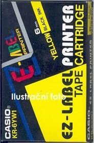 Casio XR 6 WE1 6mm Feliratozógép szalag - Fehér alapon fekete