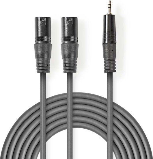 Nedis COTH15310GY30 2x XLR - 3.5mm Jack (apa - apa) kábel 3m - Fekete Nedis COTH15310GY30 2x XLR - 3.5mm Jack (apa - apa) kábel 3m - Fekete
