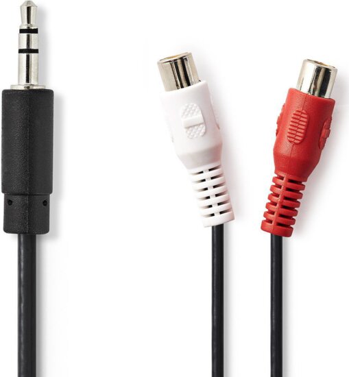 Nedis CAGB22250BK02 3.5mm Jack apa - 2x RCA anya kábel 0.2m - Fekete