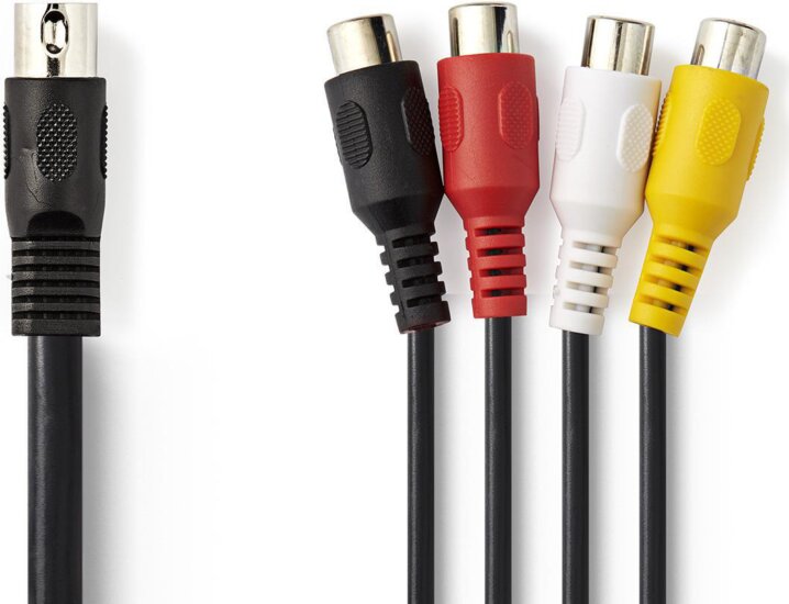 Nedis DIN 5pin apa - 4x RCA anya kábel 0.2m - Fekete