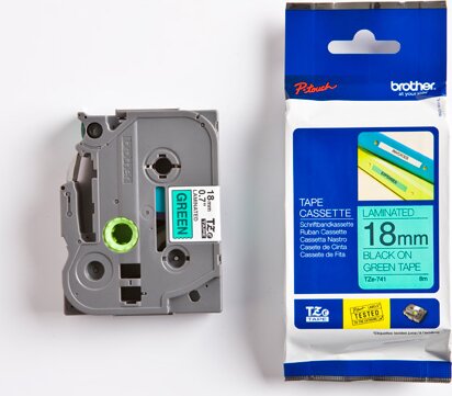 Brother TZE741 P-Touch Feliratozógép szalag 18 mm zöld alapon fekete