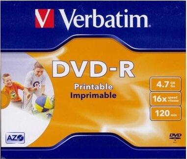 Verbatim DVD-R 4,7 GB, 16x, normál tokban, szélesen nyomtatható, matt, "ID"