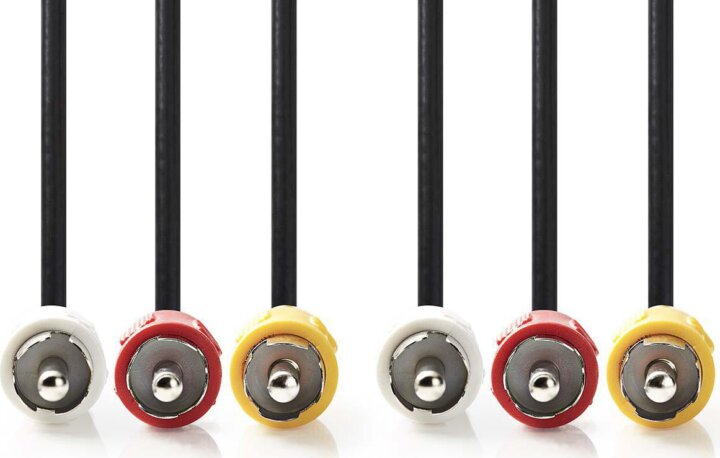 Nedis CVGP24300BK50 3xRCA apa - 3xRCA apa Kompozit Videokábel 5m Fekete