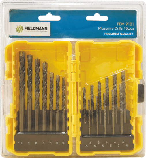 Fieldmann Ø 3 - 10 mm Hengeres Fúrószár készlet (18db/csomag)