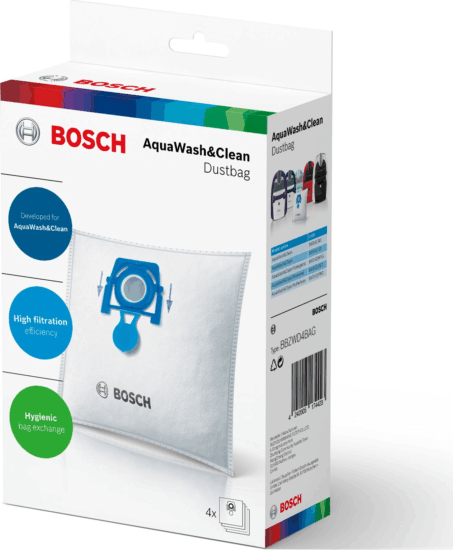 Bosch BBZWD4BAG AquaWash & Clean porzsák nedves és száraz porszívókhoz (4db/csomag)