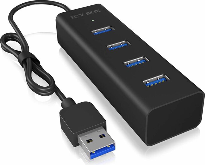 RaidSonic IcyBox USB 3.0 HUB (4 port) Fekete