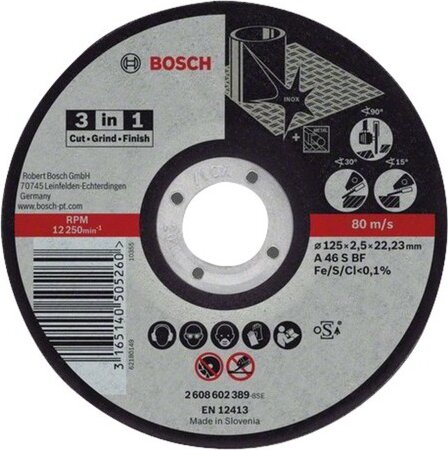 Bosch 2608602389 3-in-1 125mm Darabolótárcsa hajlított Bosch 2608602389 3-in-1 125mm Darabolótárcsa hajlított