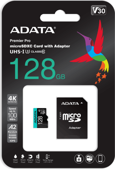 ADATA 128GB Premier Pro MicroSDXC UHS-I U3 CL 10 memóriakártya + Adapter