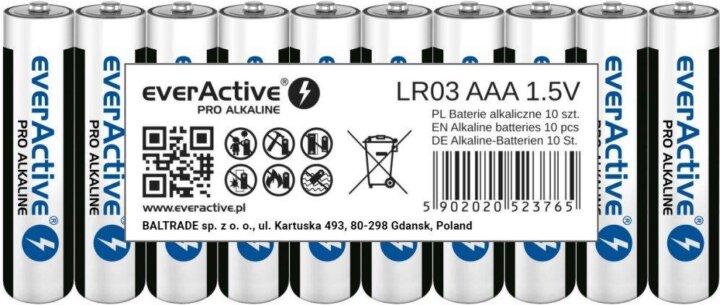 everActive LR0310PAK Pro Alkaline LR03 AAA elem (10 db / csomag) everActive LR0310PAK Pro Alkaline LR03 AAA elem (10 db / csomag)