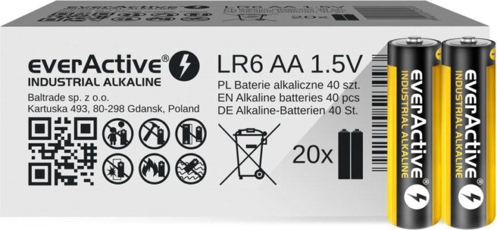 everActive EVLR6S2IK Industrial Alcaline LR6 AA elem (40 db / csomag) everActive EVLR6S2IK Industrial Alcaline LR6 AA elem (40 db / csomag)