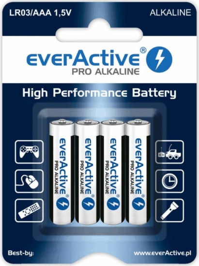 everActive Pro Alkaline LR03 AAA Elem (4 db / csomag) everActive Pro Alkaline LR03 AAA Elem (4 db / csomag)