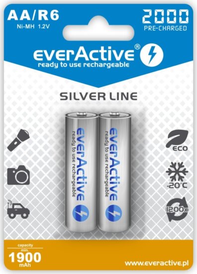 everActive Silver Line EVHRL6-2000 R6 AA 2000 mAh Ni-MH Elem (2db/csomag) everActive Silver Line EVHRL6-2000 R6 AA 2000 mAh Ni-MH Elem (2db/csomag)
