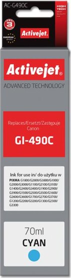 ActiveJet (Canon GI-490C) Tintapatron Cián