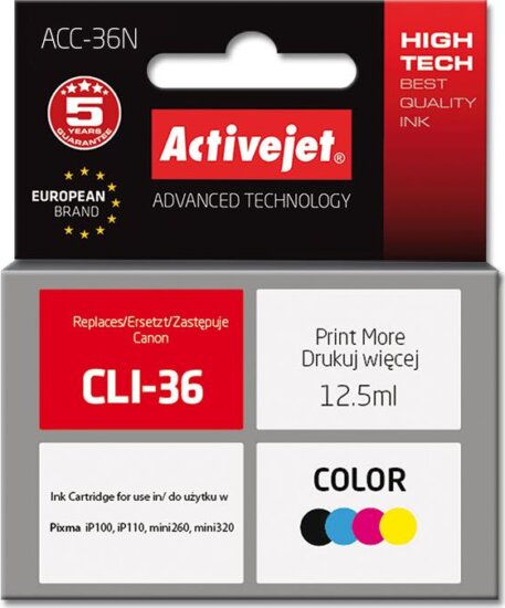 ActiveJet (Canon CLI-36) Tintapatron 4-Color ActiveJet (Canon CLI-36) Tintapatron 4-Color