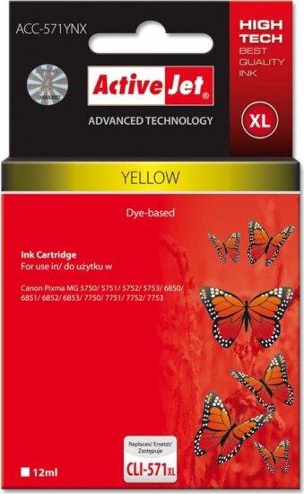 ActiveJet (Canon CLI-571Y XL) Tintapatron Sárga ActiveJet (Canon CLI-571Y XL) Tintapatron Sárga