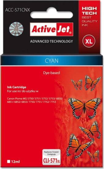 ActiveJet (Canon CLI-571C XL) Tintapatron Cián