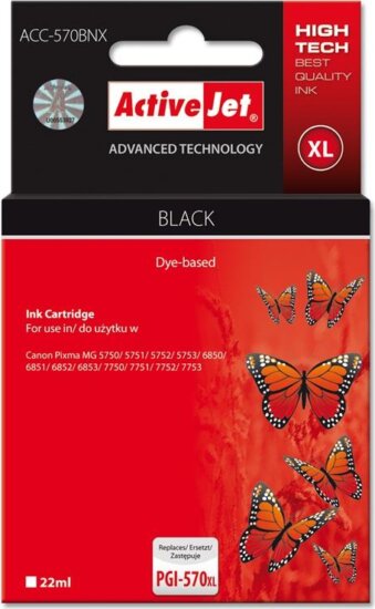 ActiveJet (Canon PGI-570Bk XL) Tintapatron Fekete ActiveJet (Canon PGI-570Bk XL) Tintapatron Fekete