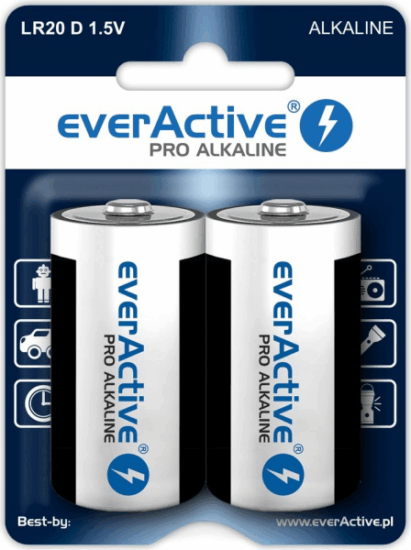 everActive EVLR20 Pro Alkaline LR20 D Elem (2 db / Csomag) everActive EVLR20 Pro Alkaline LR20 D Elem (2 db / Csomag)
