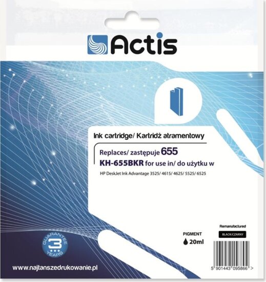 Actis (HP 655 CZ109AE) Tintapatron Fekete