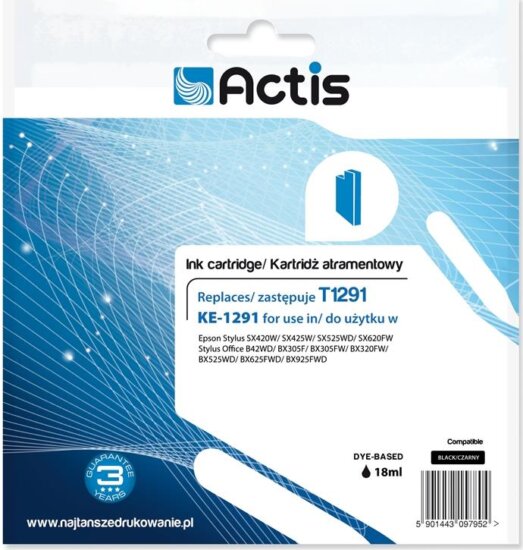 Actis (Epson T1291) Tintapatron Fekete Actis (Epson T1291) Tintapatron Fekete