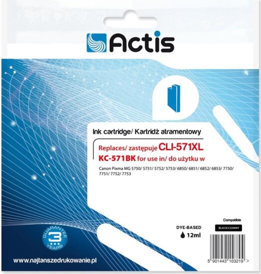 Actis (Canon CLI-571BK) Tintapatron Fekete Actis (Canon CLI-571BK) Tintapatron Fekete