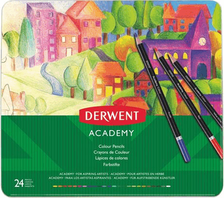Derwent Academy Henger színes ceruza készlet fém dobozban (24 db / csomag)