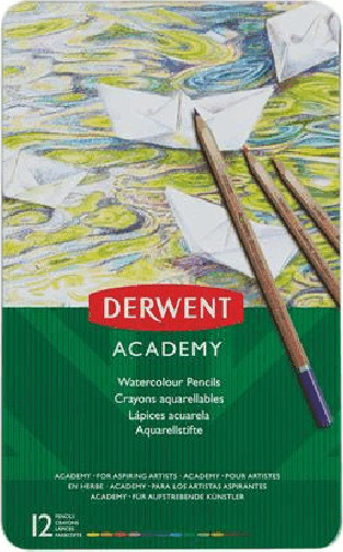 Derwent Academy Hatszögletű Akvarell ceruza készlet fém dobozban (12 db / csomag)