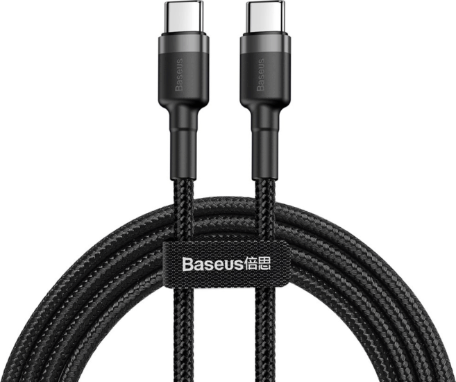 Baseus Cafule USB-C apa - USB-C apa Adat- és töltőkábel 2m - Fekete/Szürke Baseus Cafule USB-C apa - USB-C apa Adat- és töltőkábel 2m - Fekete/Szürke
