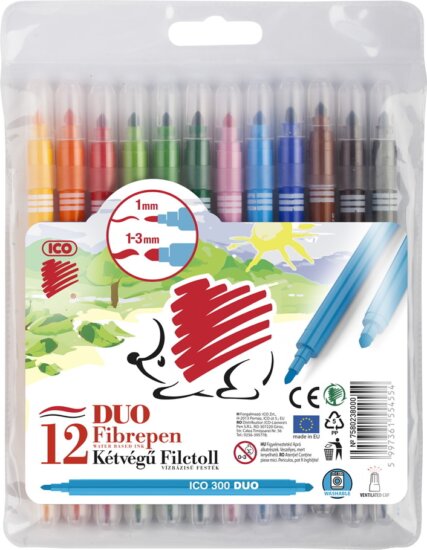 ICO 300 DUO 1 mm Rostirón készlet - 12 szín / csomag