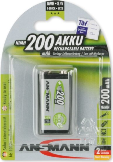Ansmann maxE Ni-MH 200mAh 9V Blokkelem (1db/csomag)