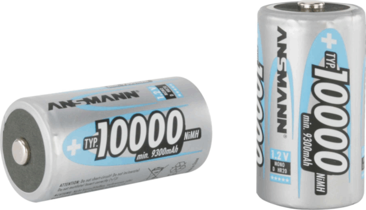 Ansmann 10000mAh NiMh Újratölthető D elem (2 db / csomag)
