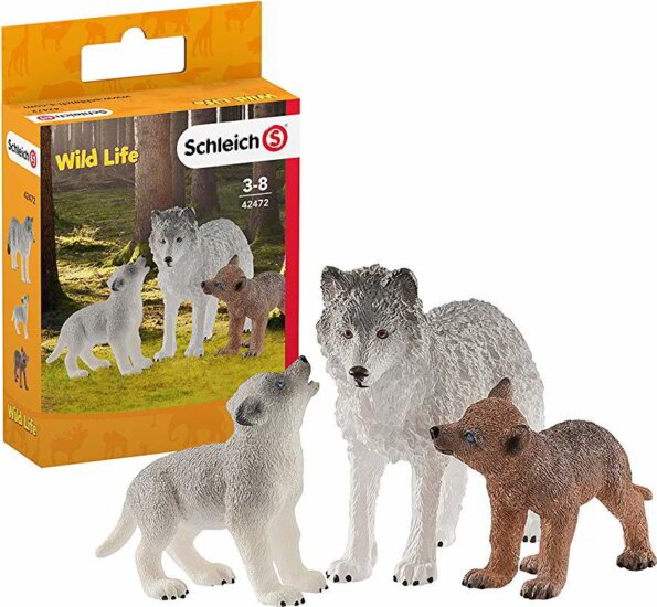 Schleich Farkas anya kölykökkel figura