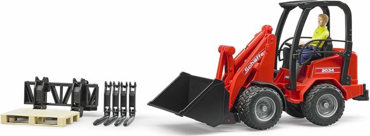 Bruder Schäffer Hoflader 2034 Figurával és kiegészítőkkel modell autó (1:16)