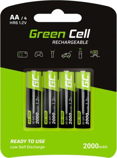 Green Cell GR02 Ni-MH 2000mAh Újratölthető AA HR6 Ceruzaelem (4db/csomag) Green Cell GR02 Ni-MH 2000mAh Újratölthető AA HR6 Ceruzaelem (4db/csomag)