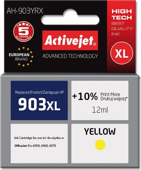 ActiveJet (HP 903XL T6M11AE) Tintapatron Sárga ActiveJet (HP 903XL T6M11AE) Tintapatron Sárga