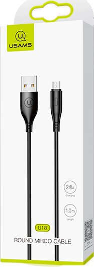 USAMS USB apa - MicroUSB apa Adat- és töltőkábel 1m - Fekete