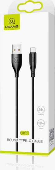 USAMS USB apa - USB-C apa Adat- és töltőkábel 1m - Fekete USAMS USB apa - USB-C apa Adat- és töltőkábel 1m - Fekete