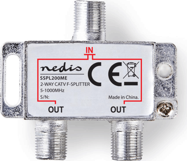 Nedis CATV antenna kábel F - elosztó 2 Kimenettel