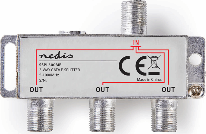 Nedis CATV antenna kábel F - elosztó 3 Kimenettel