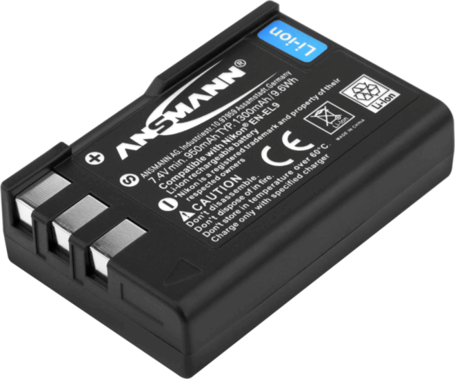 Ansmann A-Nik EN-EL9 akkumulátor Nikon fényképezőgépekhez 1300mAh