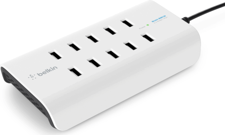 Belkin Rock-Star Hálózati 10xUSB töltőállomás 120W Fehér